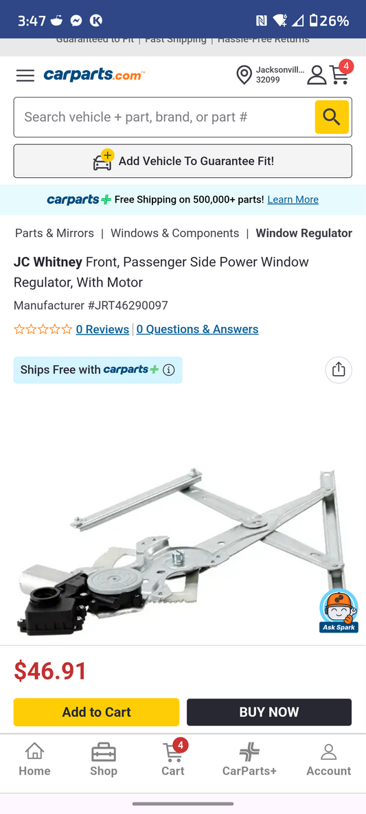 2014-2018 Toyota Corolla Front Passenger Side Power Window Regulator with Motor 🚗⚡