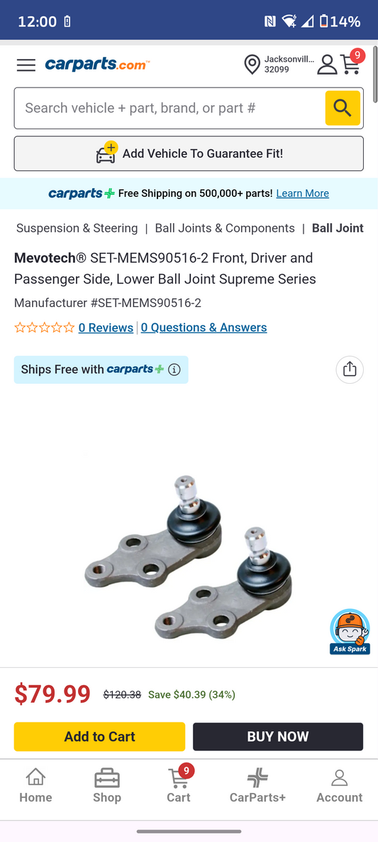 2010-2018 Hyundai Sonata Tucson Kia Sportage Front Lower Ball Joints Pair Set of 2 🚘🔧