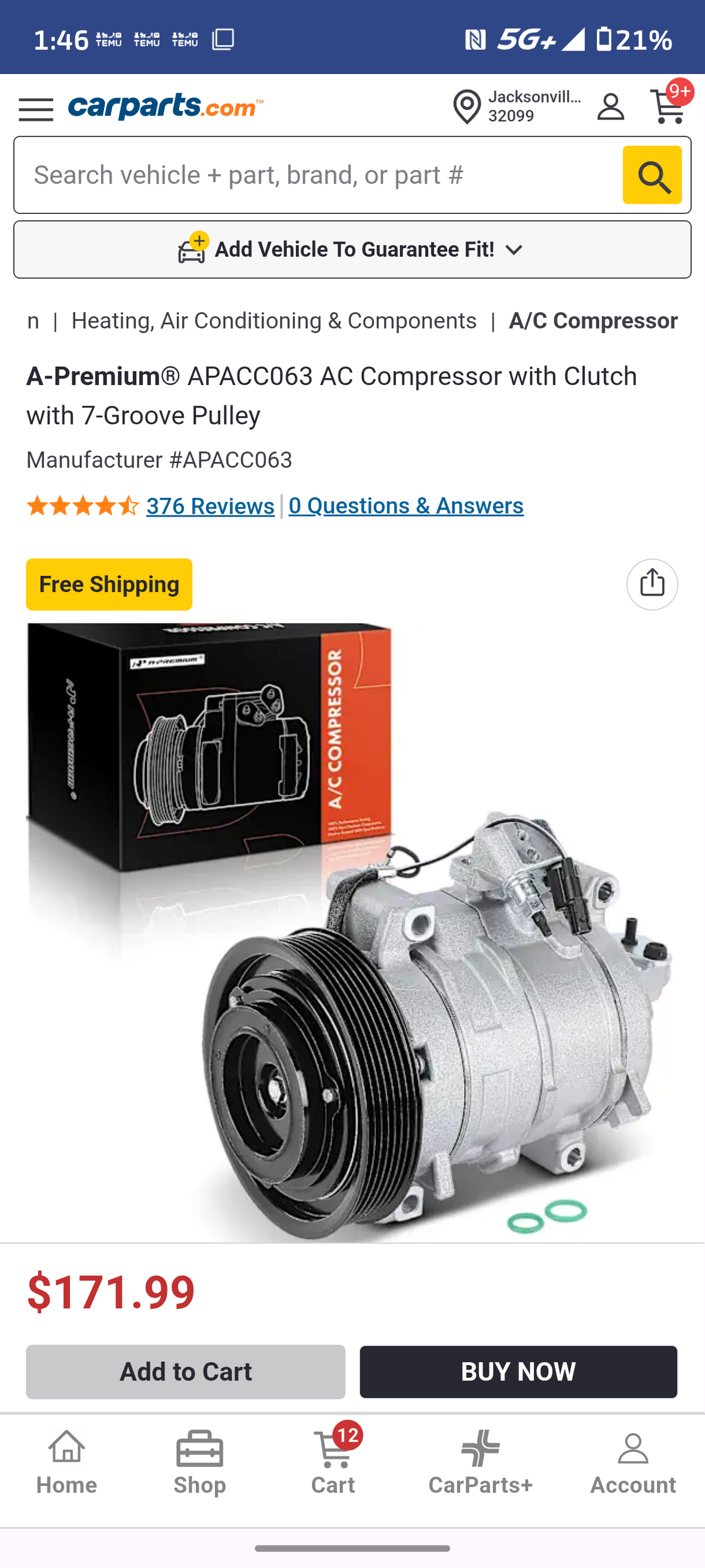 2008-2015 Honda Accord Crosstour Acura TL TSX RDX 3.5L 3.7L A/C Compressor w/ Clutch šāļø