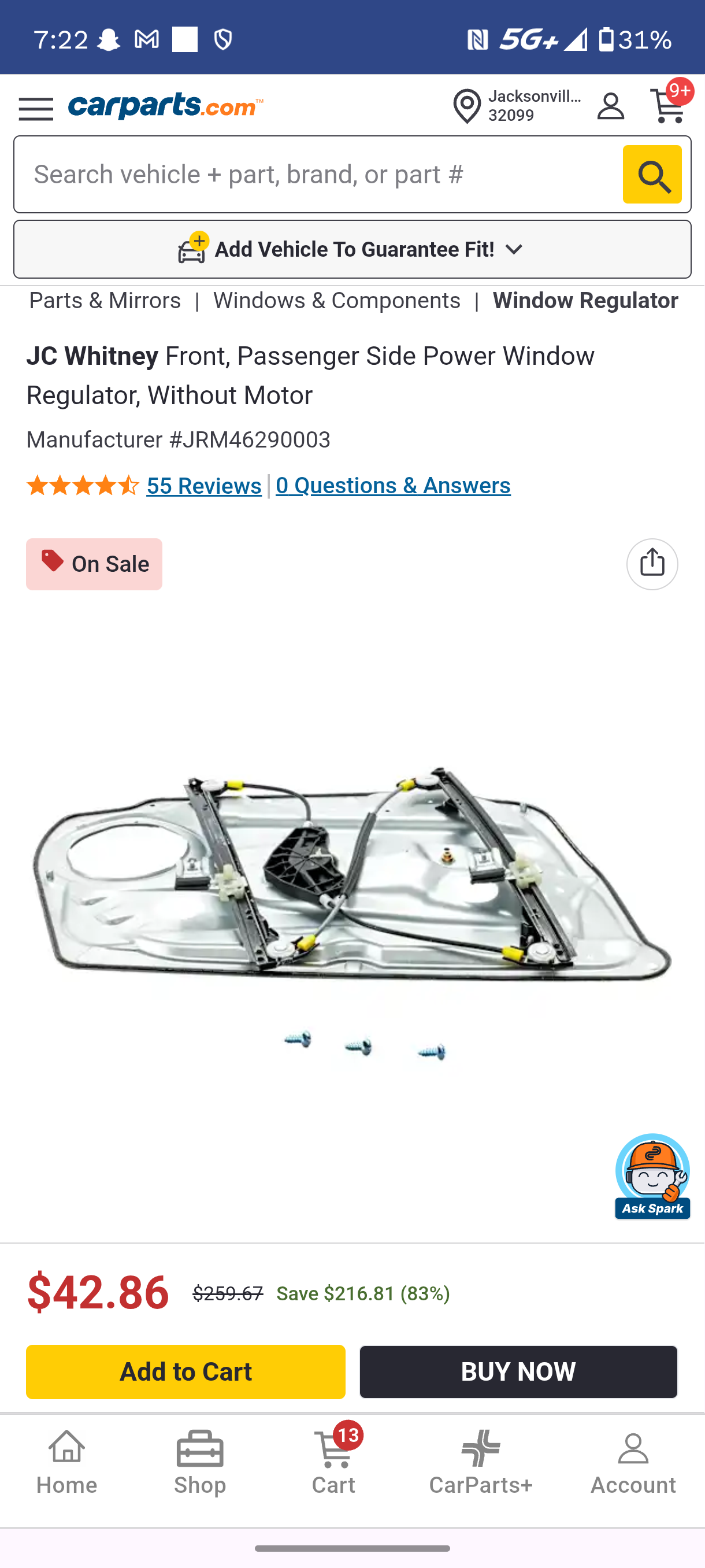 2008-2014 Mercedes-Benz C-Class Front Passenger Side Power Window Regulator šŖš
