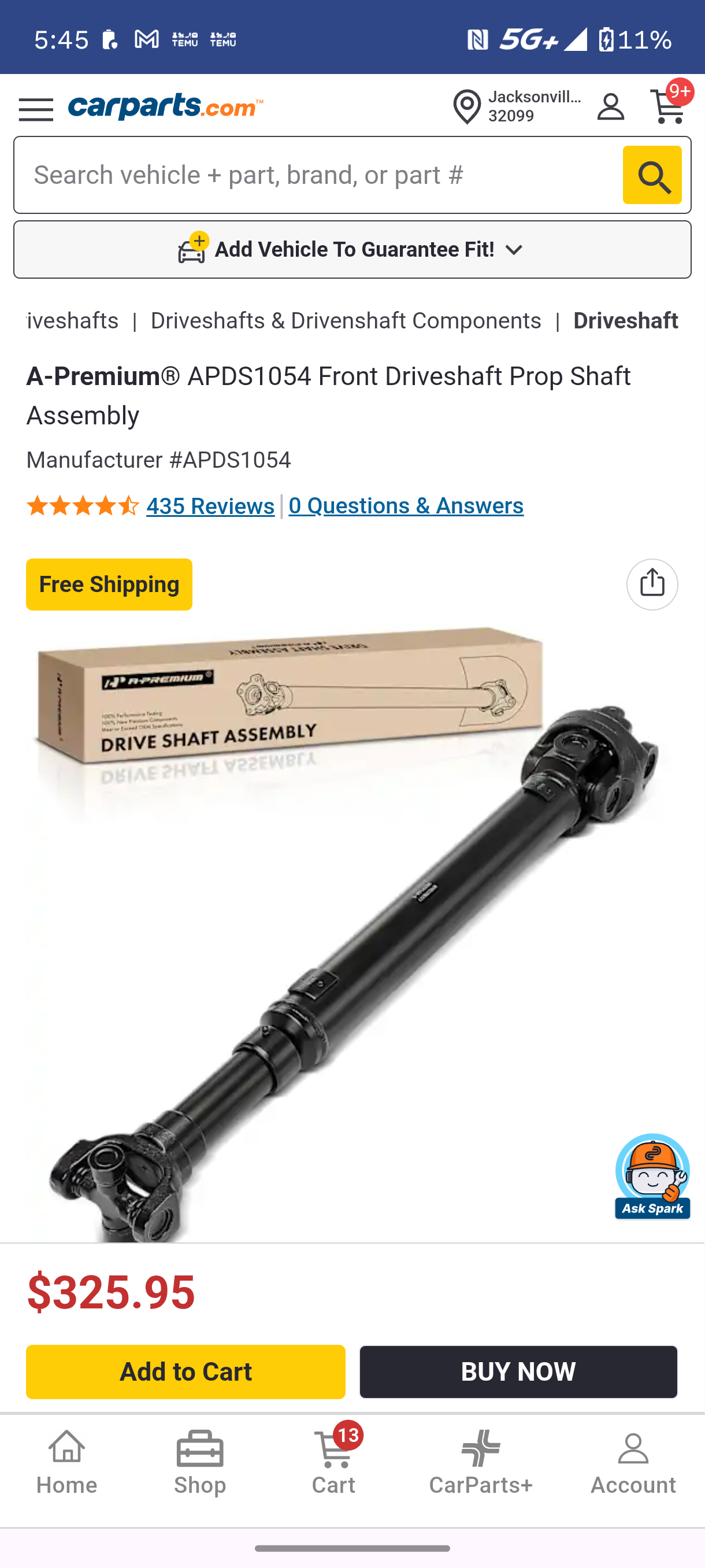 1979 Ford Bronco F-150 F-250 4x4 Front Driveshaft Prop Shaft Assembly āļøš»