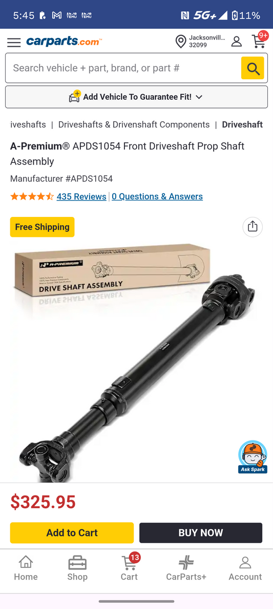 1979 Ford Bronco F-150 F-250 4x4 Front Driveshaft Prop Shaft Assembly ⚙️🛻