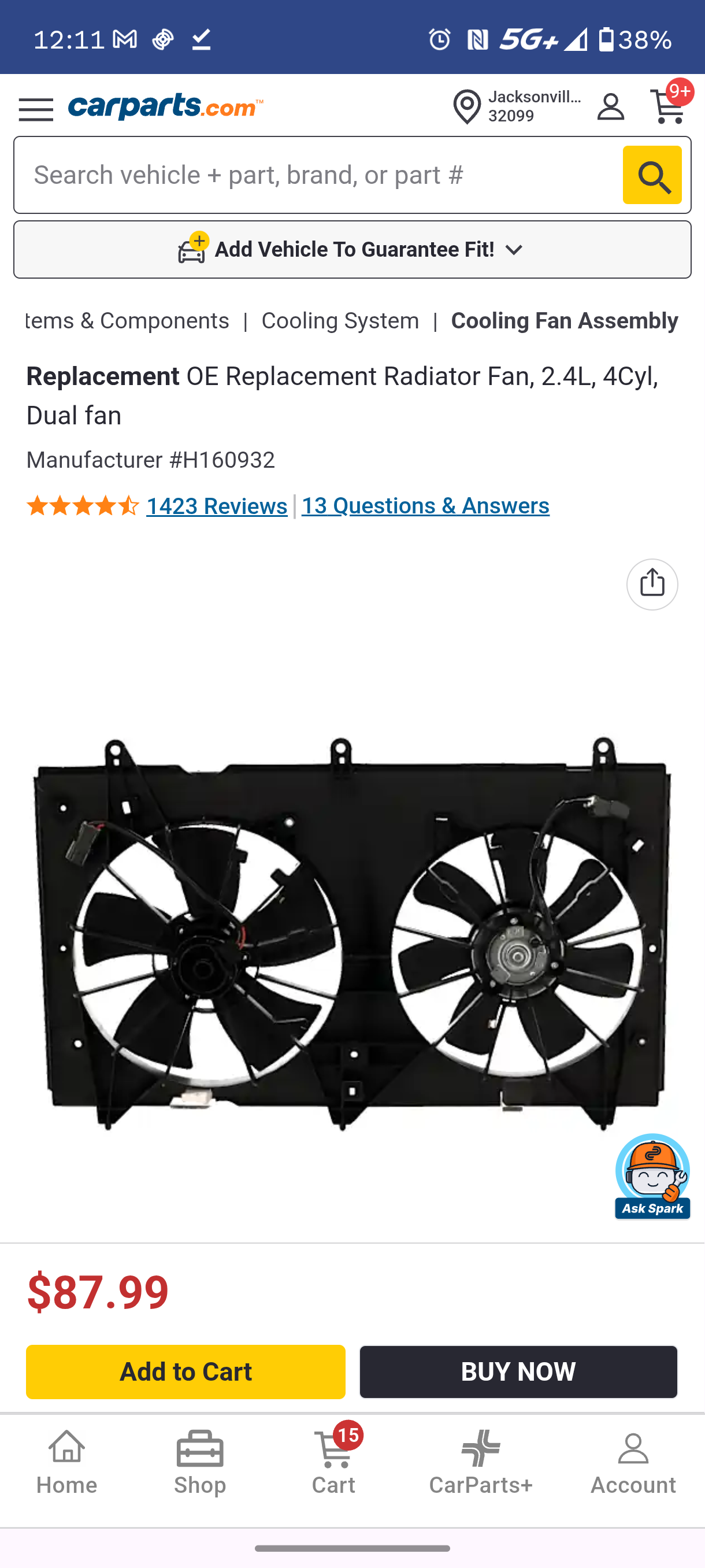 2003-2007 Honda Accord 2.4L Engine Dual Radiator Cooling Fan Assembly š»š”