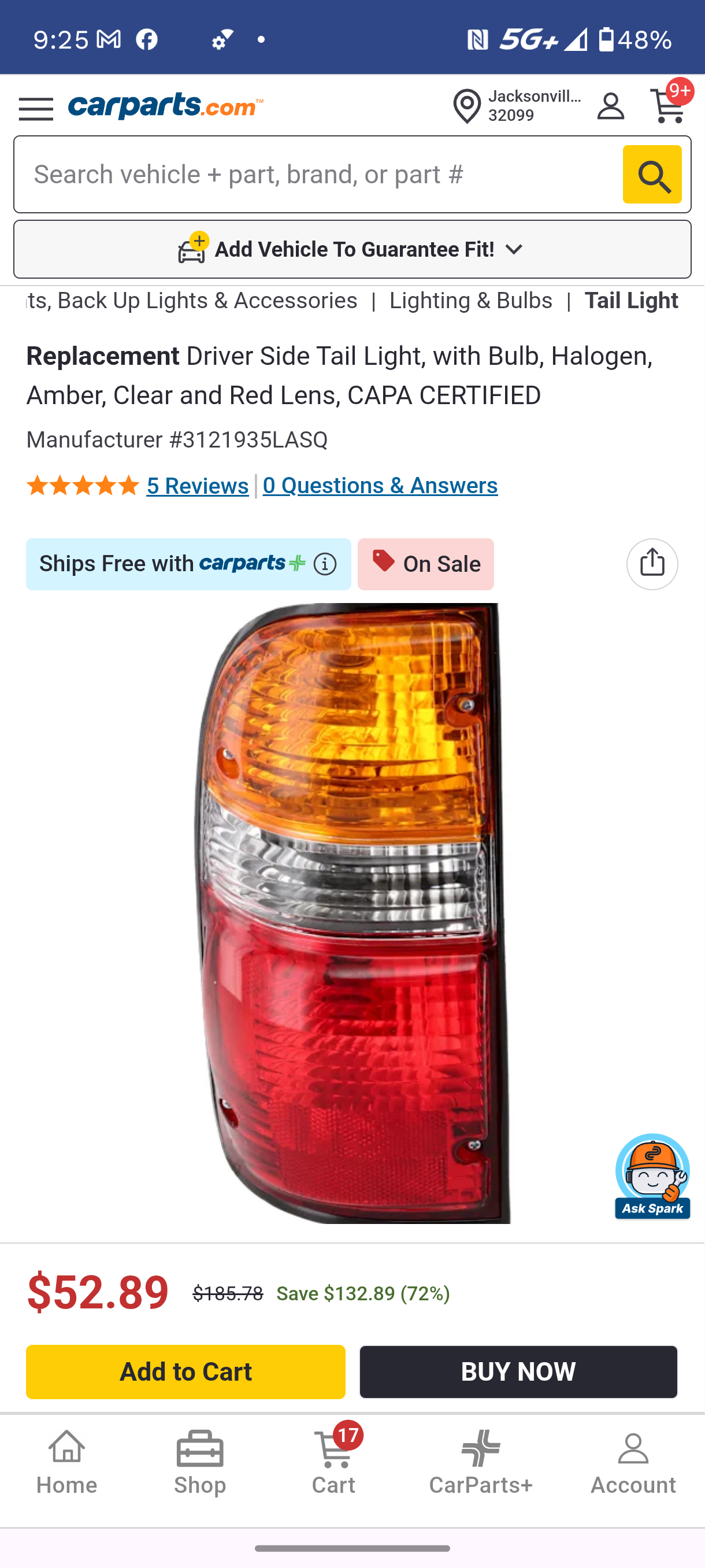 2001-2004 Toyota Tacoma Driver Left Side Tail Light Assembly CAPA Certified ๐ป๐จ