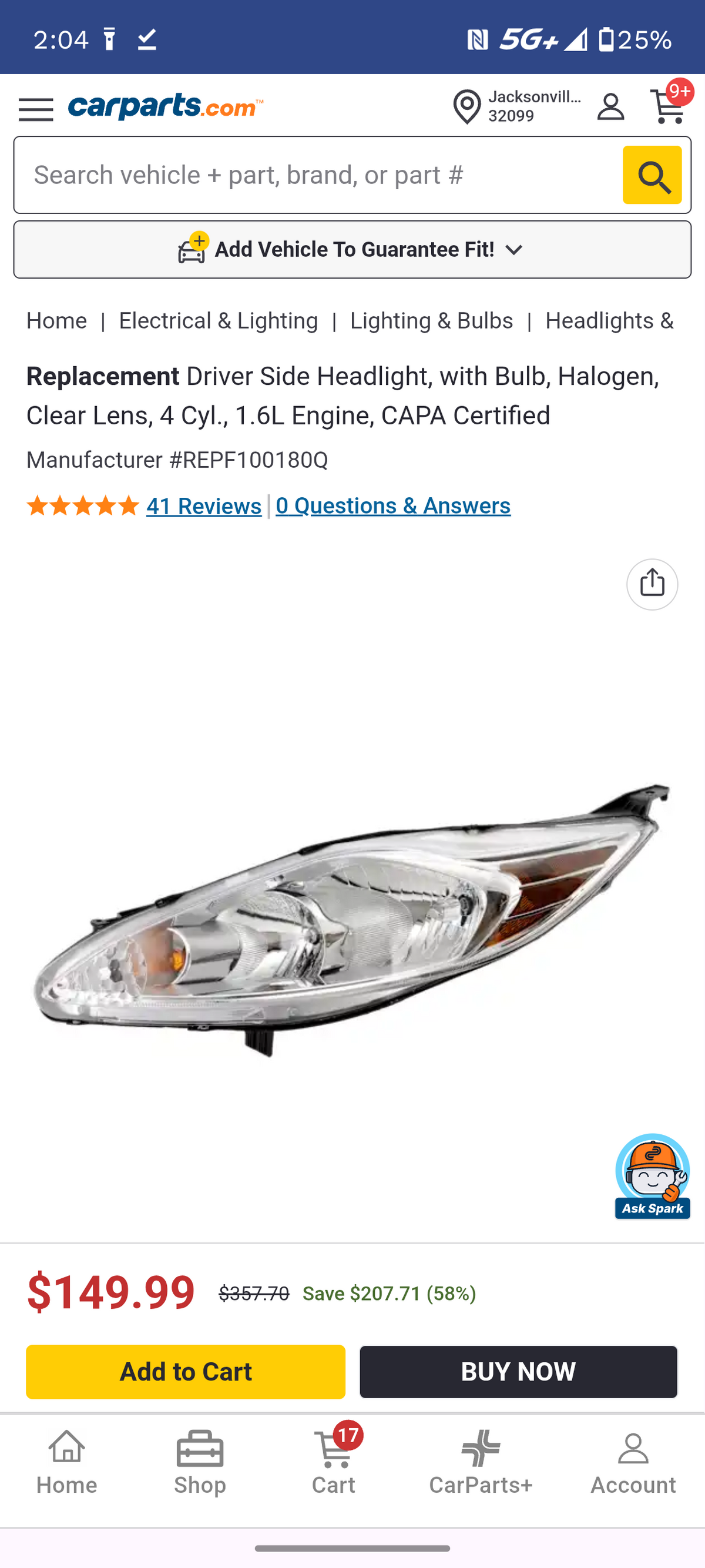 2011-2013 Ford Fiesta Driver Left Side Halogen Headlight Assembly (CAPA Certified) šš”