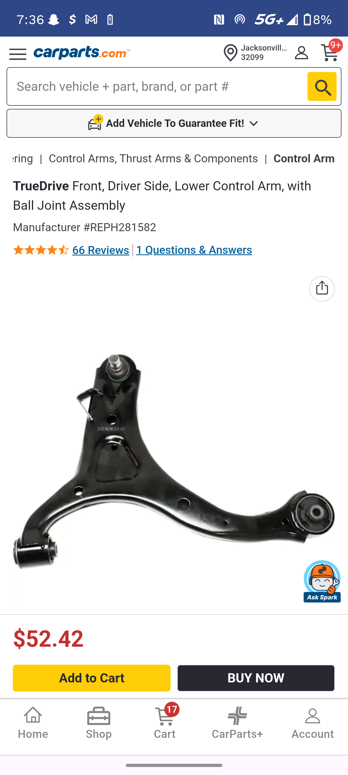 2007-2012 Hyundai Santa Fe & 2011-2013 Kia Sorento Front Driver Side Lower Control Arm Assembly with Ball Joint & Bushing ππ©