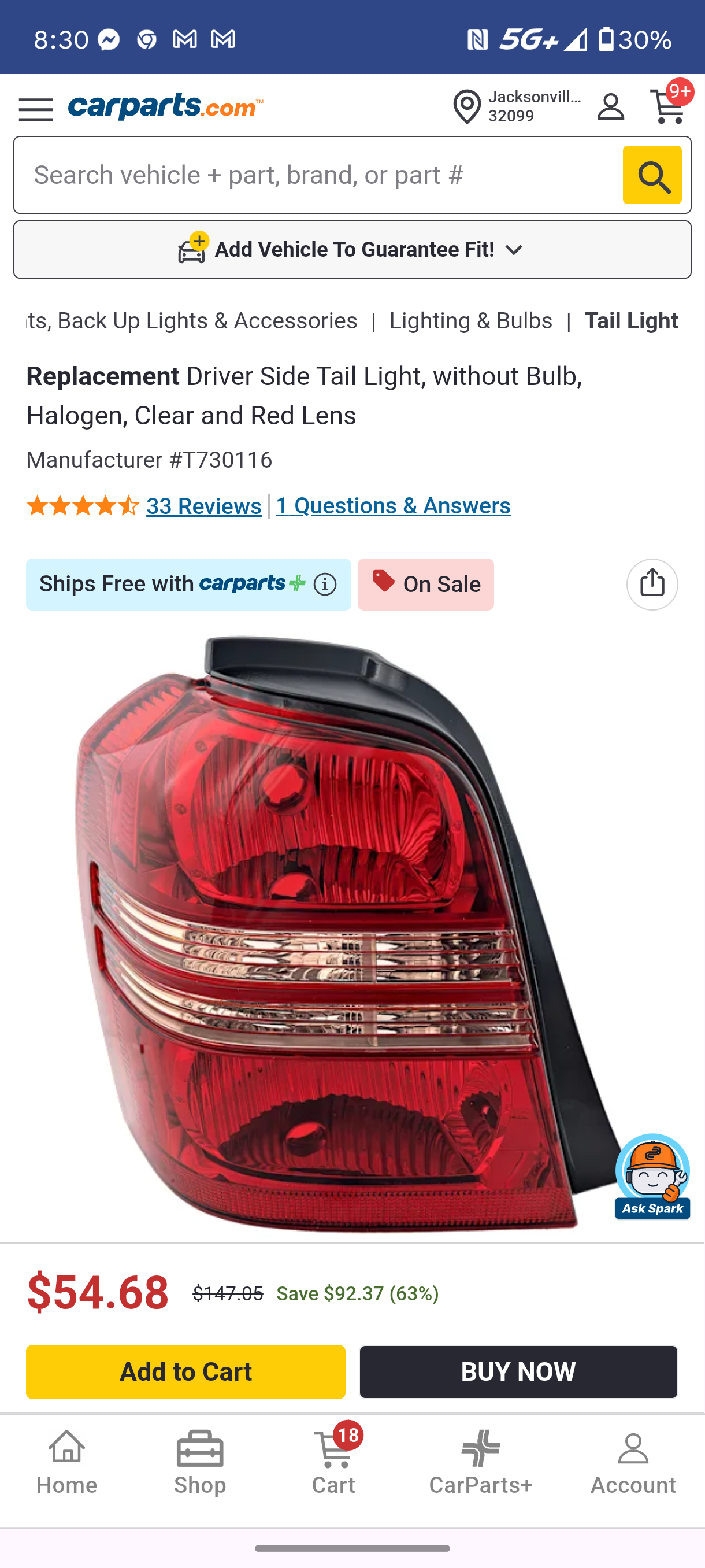 2001–2003 Toyota Highlander Driver Side Halogen Tail Light Assembly 🚘🏮