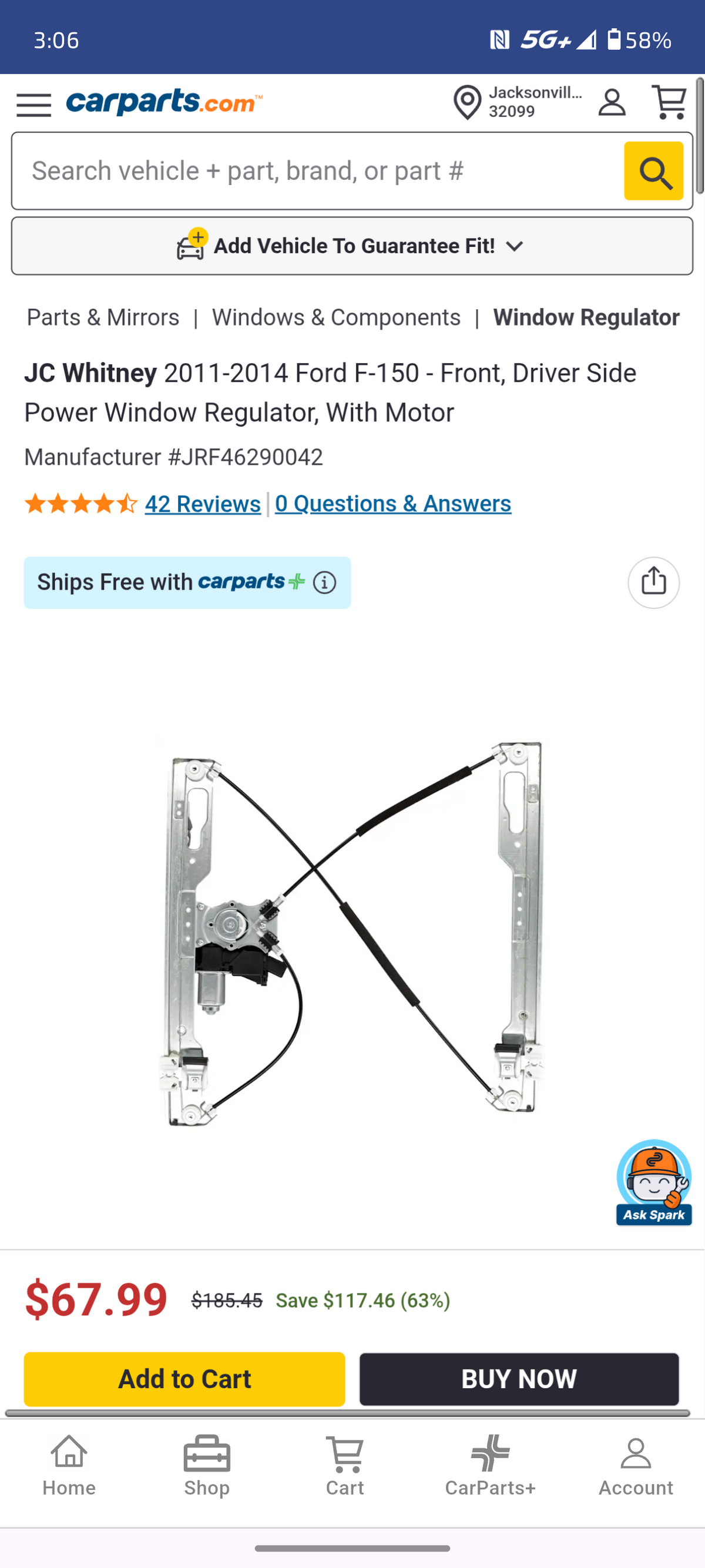 2011β2014 Ford F-150 Front Driver Side Power Window Regulator with Motor ππͺ