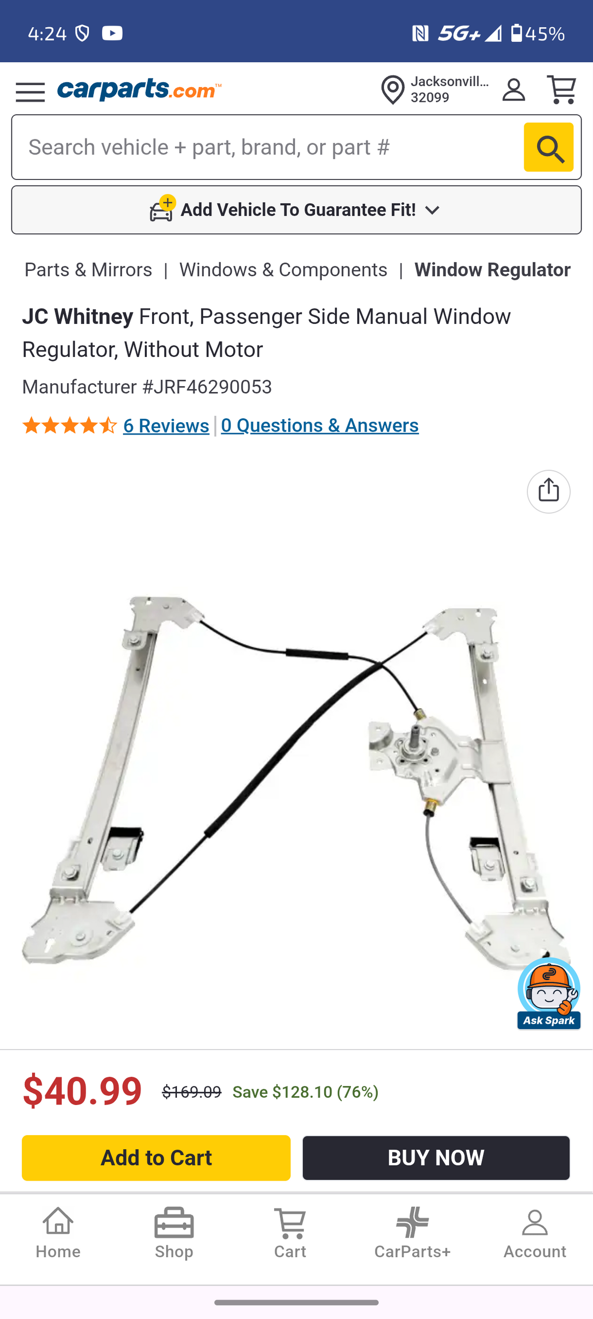 2004β2008 Ford F-150 Front Passenger Side Manual Window Regulator (Without Motor) ππͺ