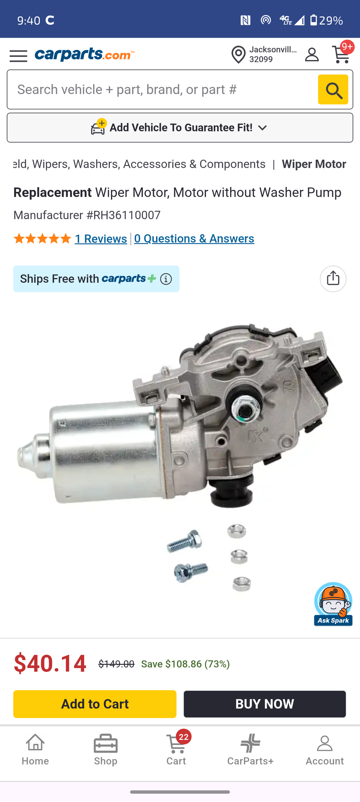 2008β2014 Dodge Challenger, Charger & Chrysler 300 Front Windshield Wiper Motor πβ‘
