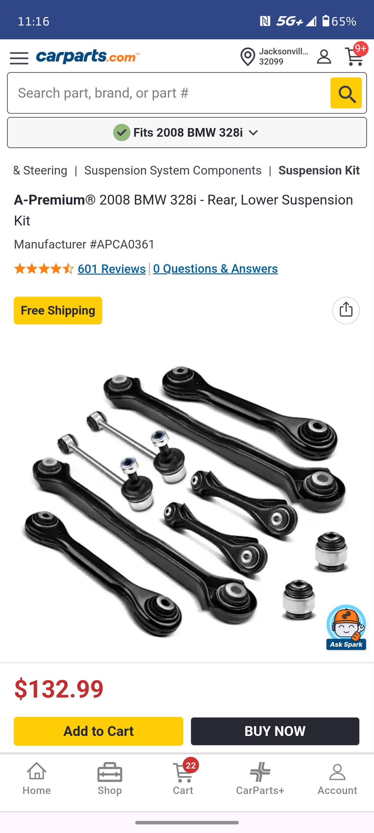 2007β2013 BMW 328i 10-Piece Rear Suspension Kit (Control Arms, Sway Bar Links, Toe Arms & Bushings) ππ§