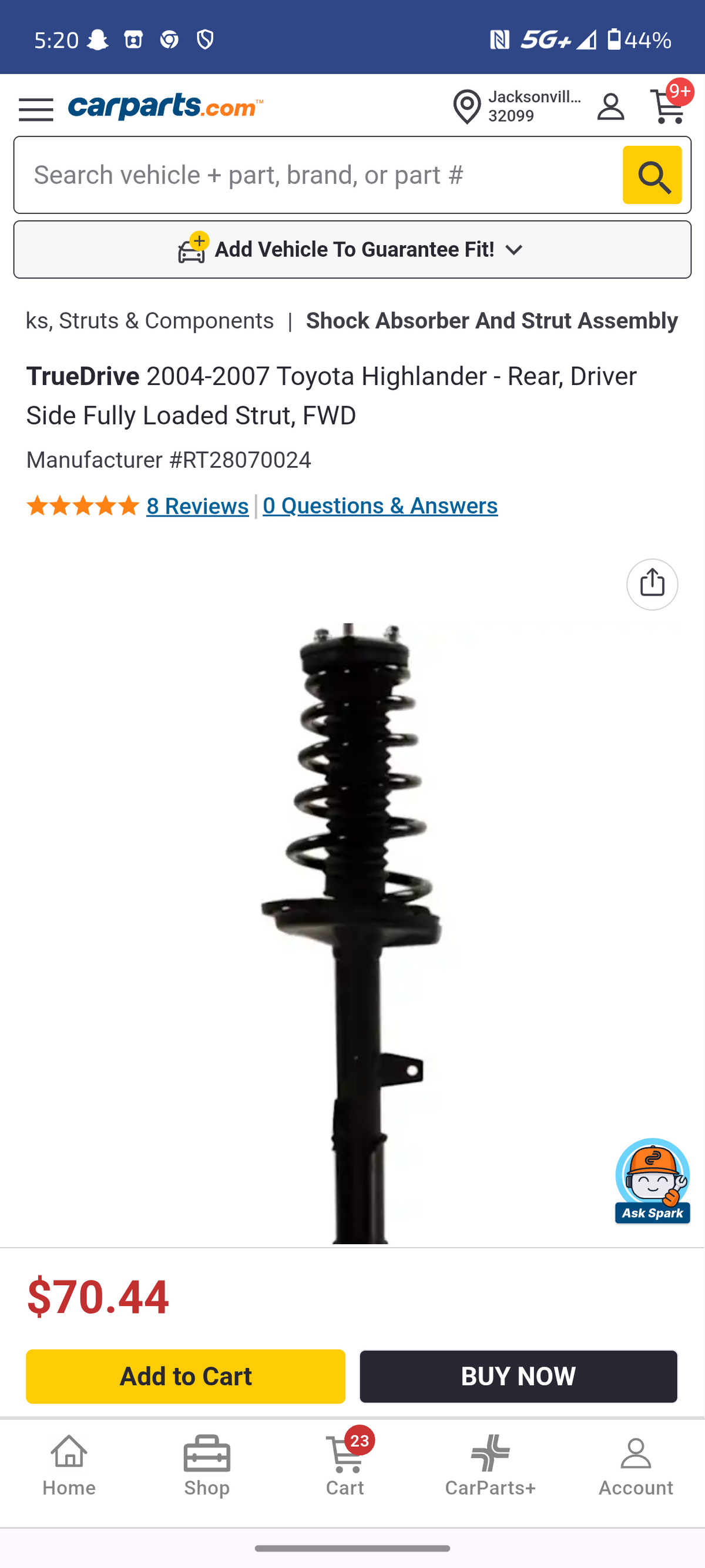 2004β2007 Toyota Highlander Rear Driver Side Fully Loaded Quick-Strut Assembly (FWD ONLY) πποΈ
