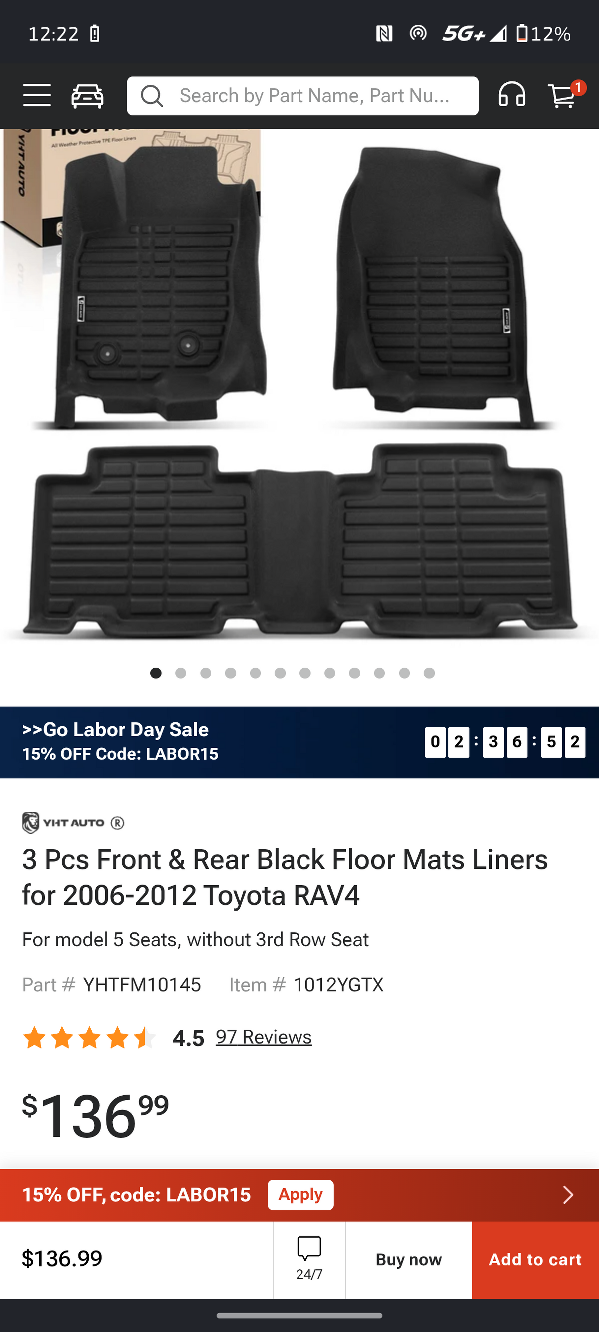 2006β2012 Toyota RAV4 Front & Rear All-Weather Floor Mats Liners (3-Piece Set) πβοΈ