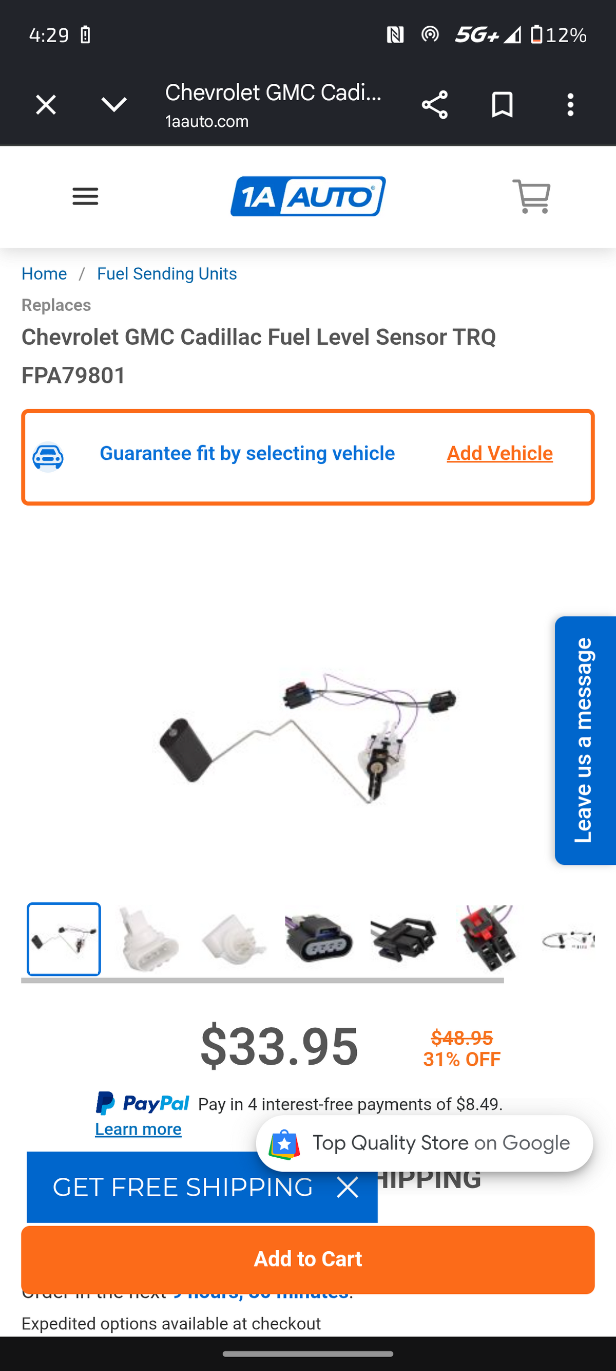 2002β2003 Cadillac Escalade Fuel Level Sensor Sending Unit β½π