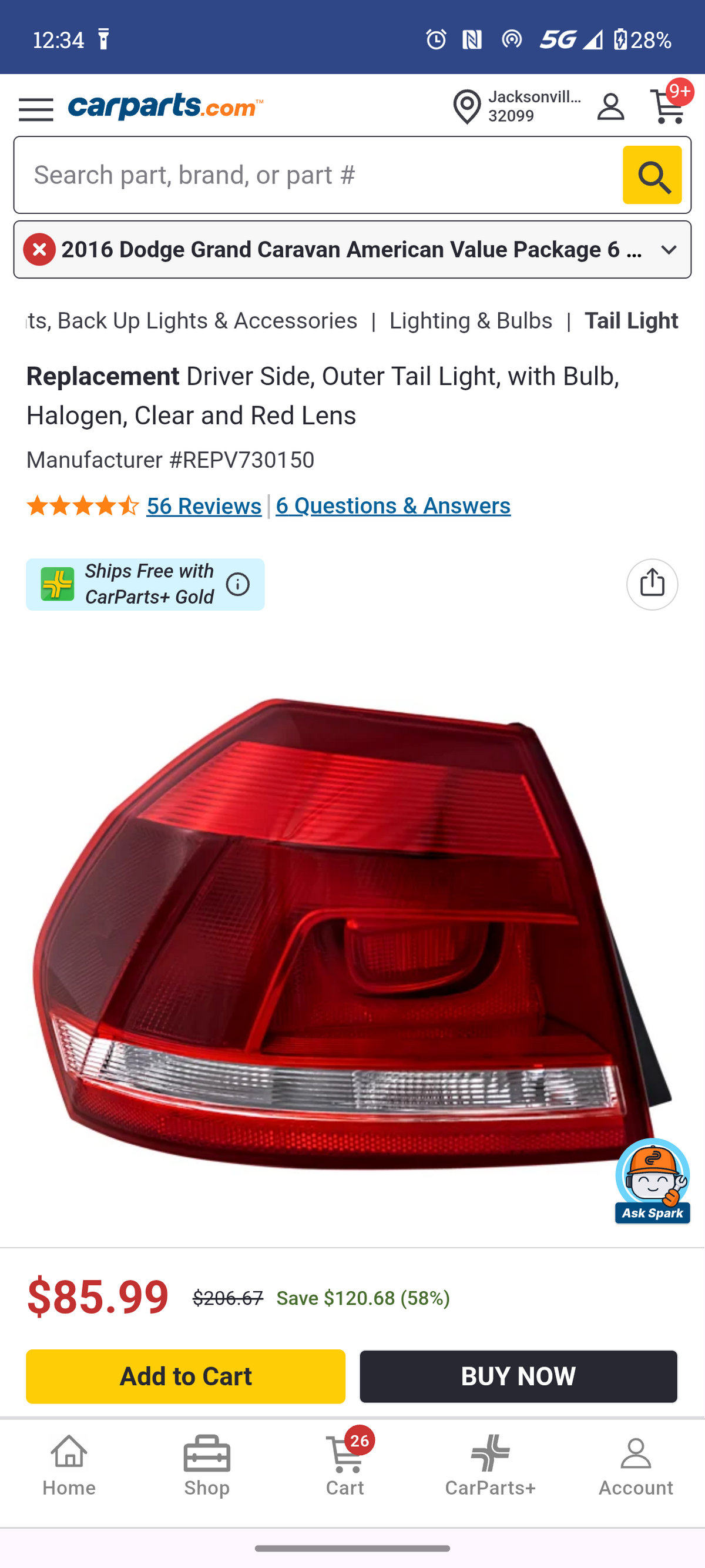 2012β2015 Volkswagen Passat Driver Side Outer Tail Light Assembly β‘π