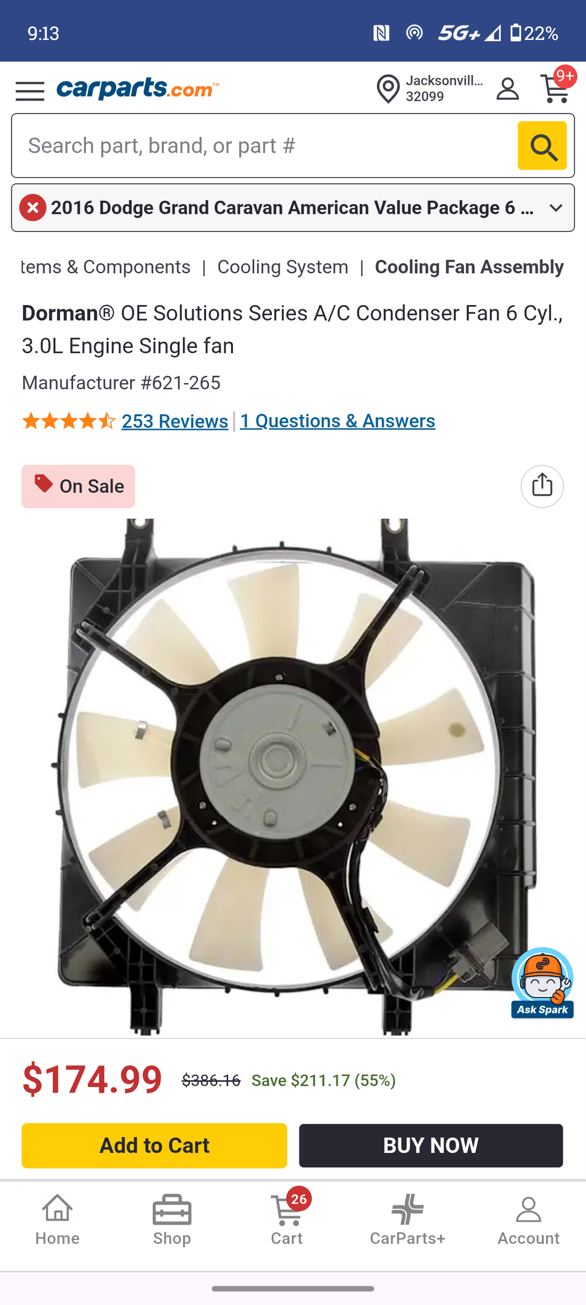2001β2004 Subaru Outback & Legacy 3.0L H6 A/C Condenser Cooling Fan Assembly β‘π