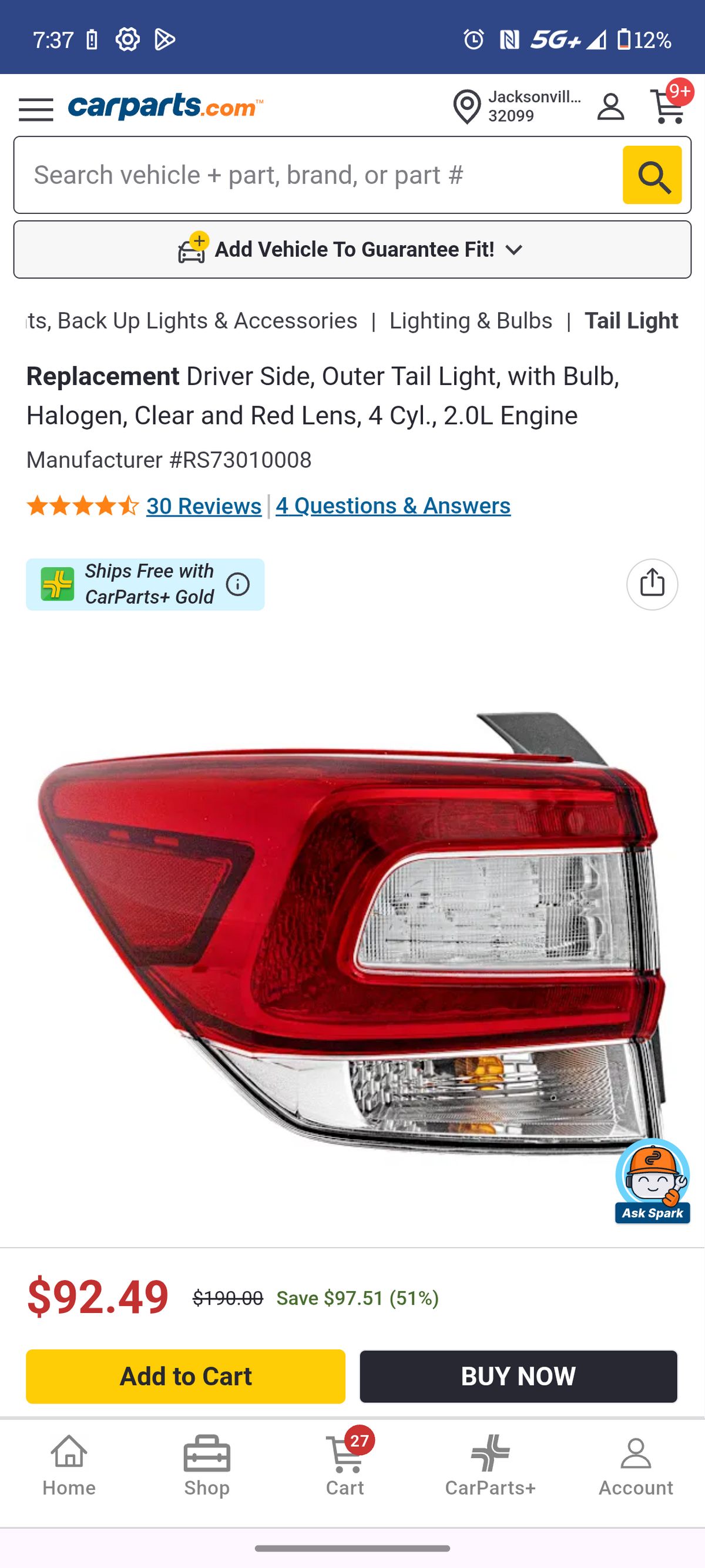 2018β2019 Subaru Crosstrek & 2017-2019 Impreza Driver Side Outer Tail Light Assembly β‘π