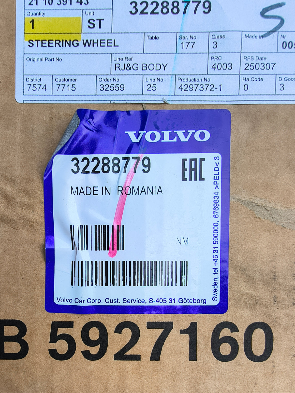 2016-2025 Volvo XC90 Genuine OEM Charcoal Leather Steering Wheel Assembly (32288779) 🇸🇪🏎️