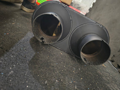 Universal Fit Rough Country Black Stainless Steel Performance Dual Exhaust Muffler (3" Inlet / Dual 2.5" Outlets) 🚘🔊
