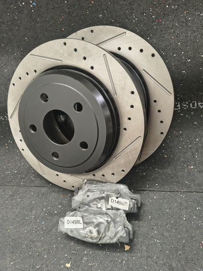 2011–2020 Dodge Durango & Jeep Grand Cherokee Rear Drilled & Slotted Brake Rotors + Ceramic Pads Kit 🛑🚘