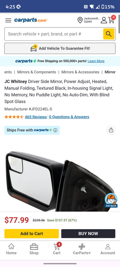 2011-2014 Ford F-150 Driver Side Power Heated Mirror Assembly w/ Signal & Spotter Glass 🛻🪞