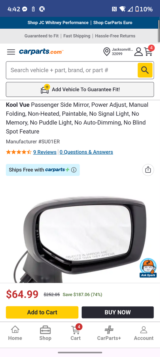 2010-2014 Subaru Legacy / Outback Driver Side Power Heated View Mirror 🚙🪞
