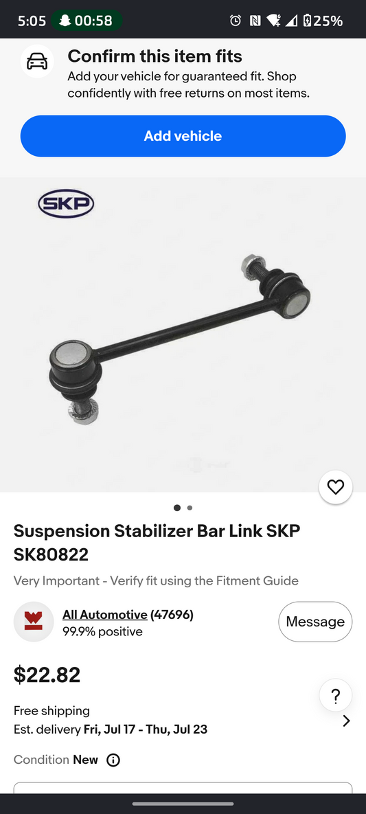 Chrysler 300 / Dodge Charger / Challenger / Magnum Front Sway Bar End Link Pair Set (SK80823 & SK80822) 💨🔧