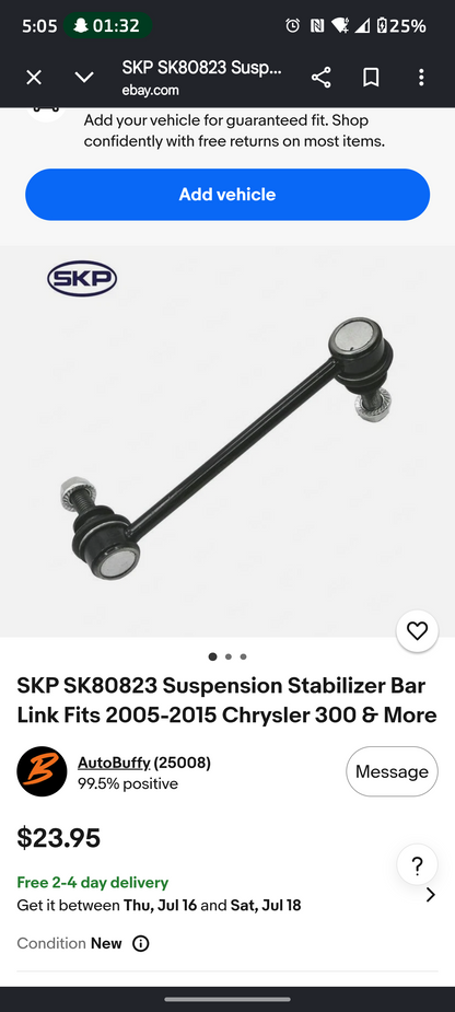 Chrysler 300 / Dodge Charger / Challenger / Magnum Front Sway Bar End Link Pair Set (SK80823 & SK80822) 💨🔧