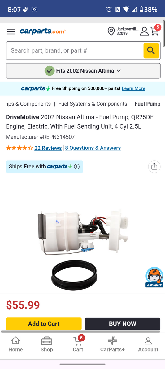 2002-2003 Nissan Altima 2.5L Electric Fuel Pump & Sending Unit Assembly 🚗⛽