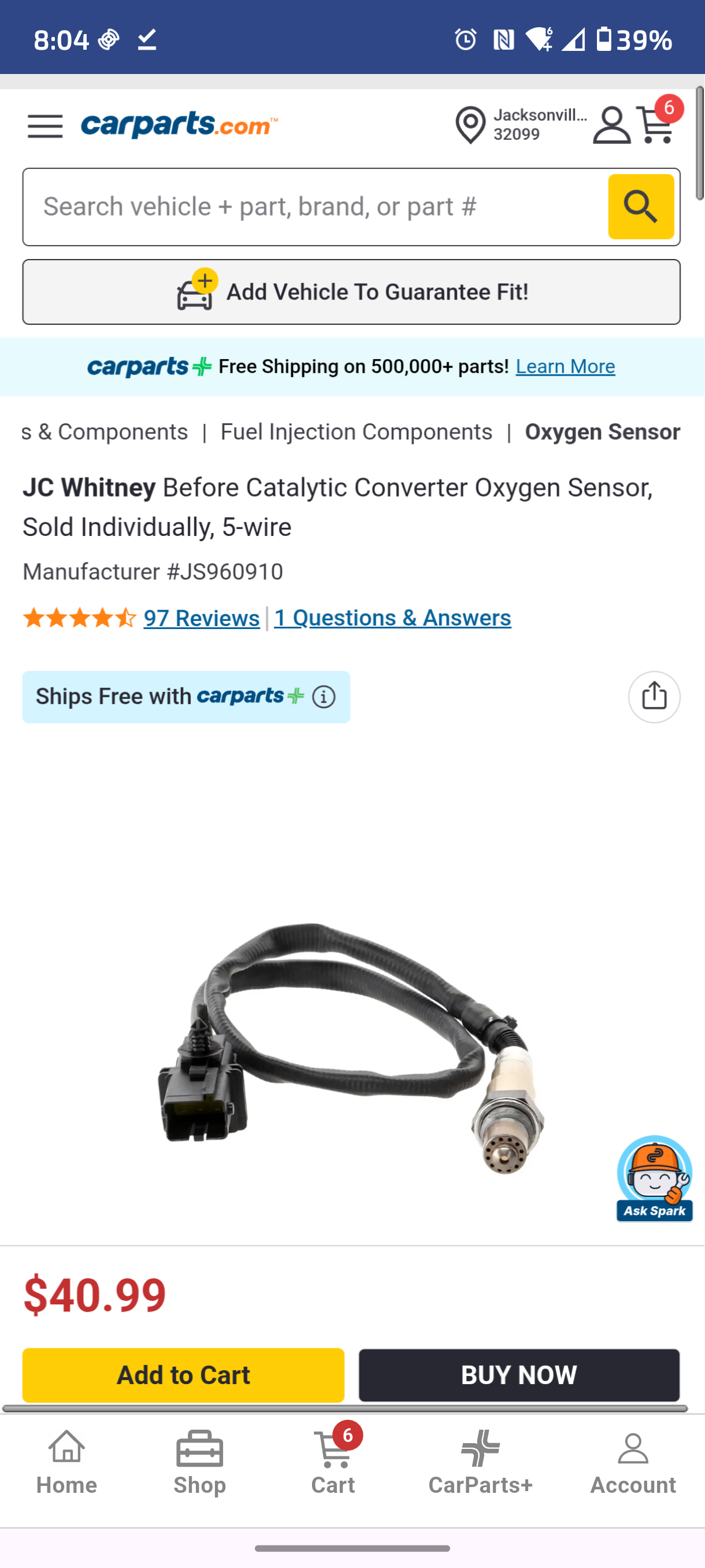 2000–2010 Nissan / Infiniti / Volvo Upstream Oxygen Sensor (JC Whitney JS960910) 🚘⚡