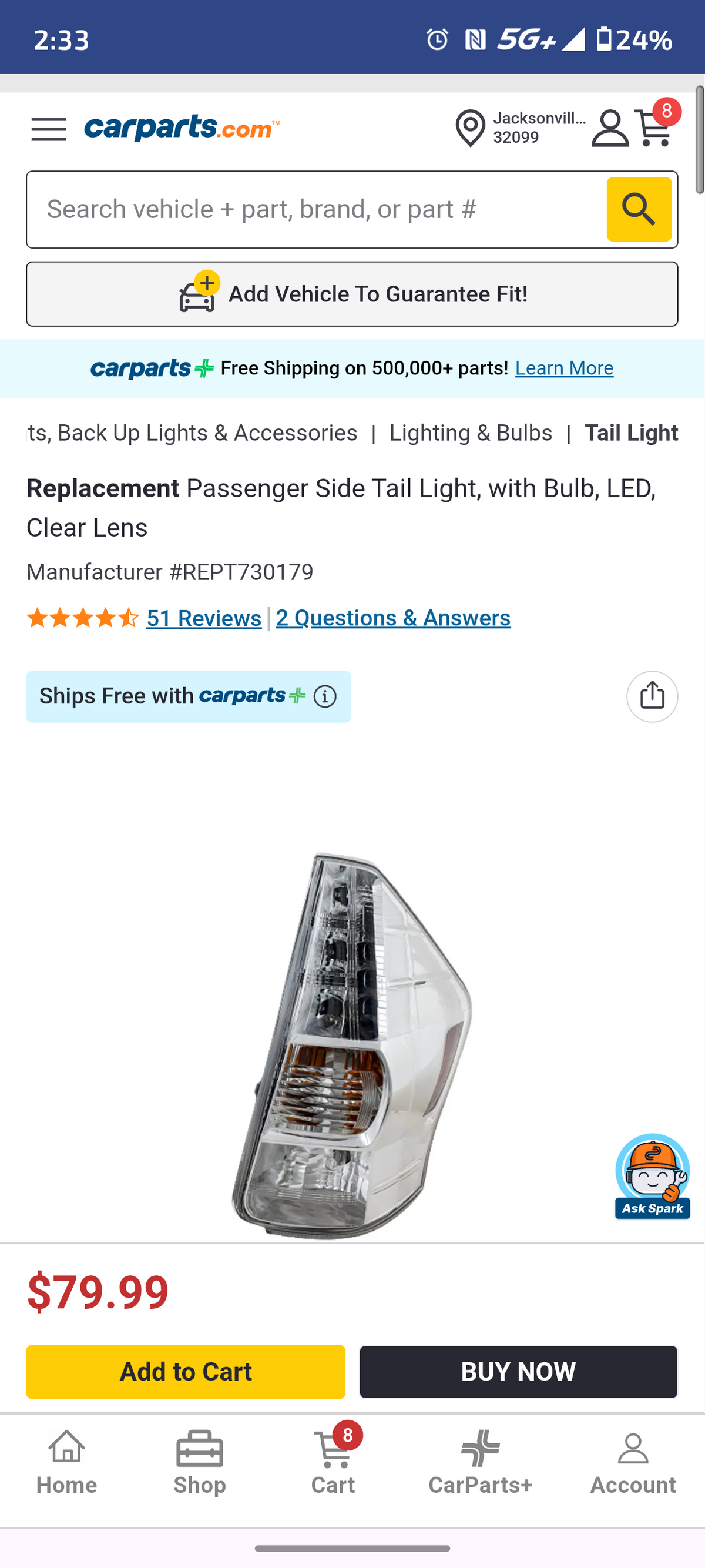 2012-2014 Toyota Prius V Passenger Side LED Tail Light Assembly (RH) 🇯🇵💡