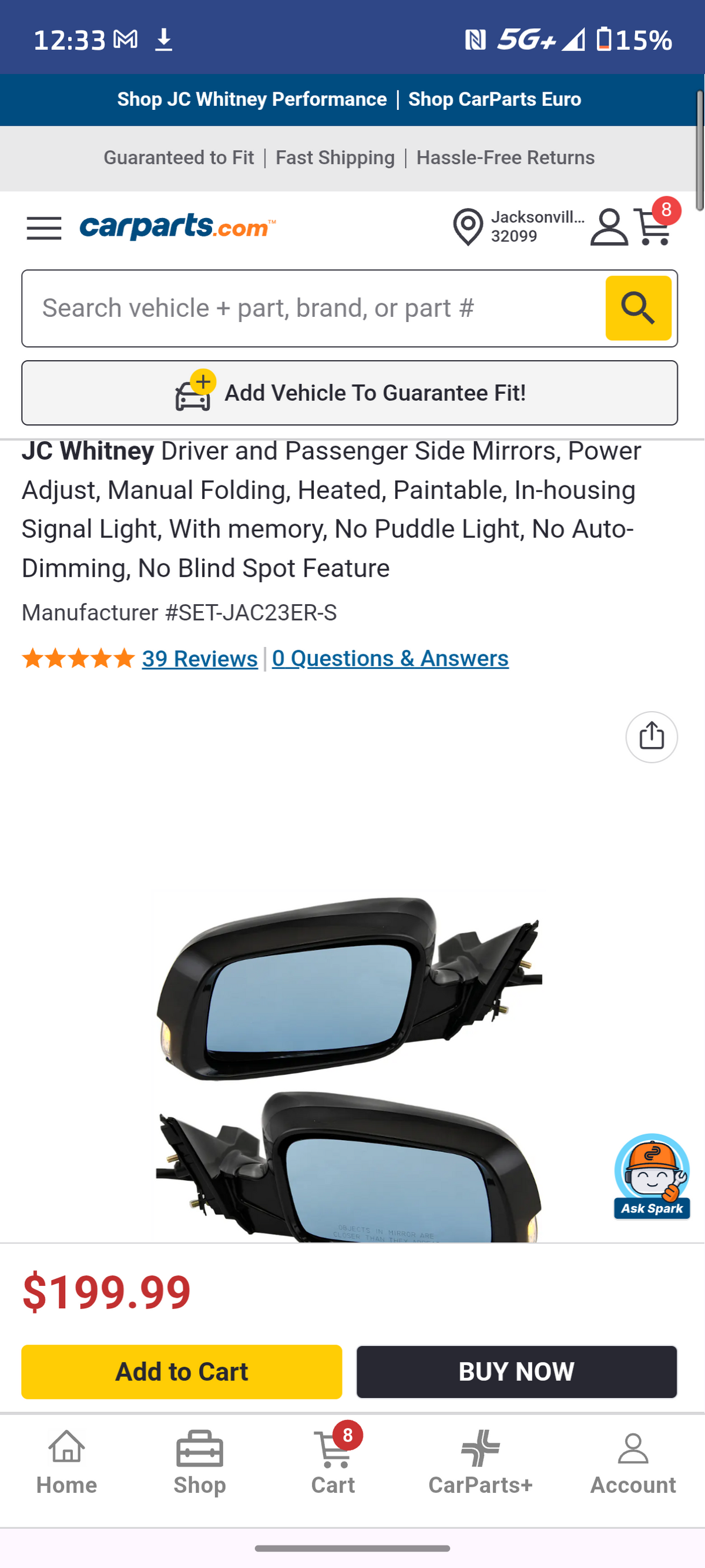 2009-2014 Acura TL Driver & Passenger Side Power Heated Mirror Set with Memory & Turn Signal 🚘✨