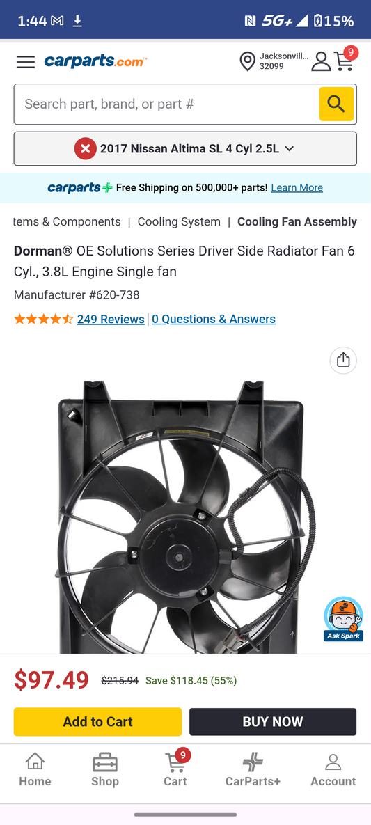2007-2012 Hyundai Veracruz 3.8L V6 Driver Side Radiator Cooling Fan Assembly (620-738) 🚙❄️