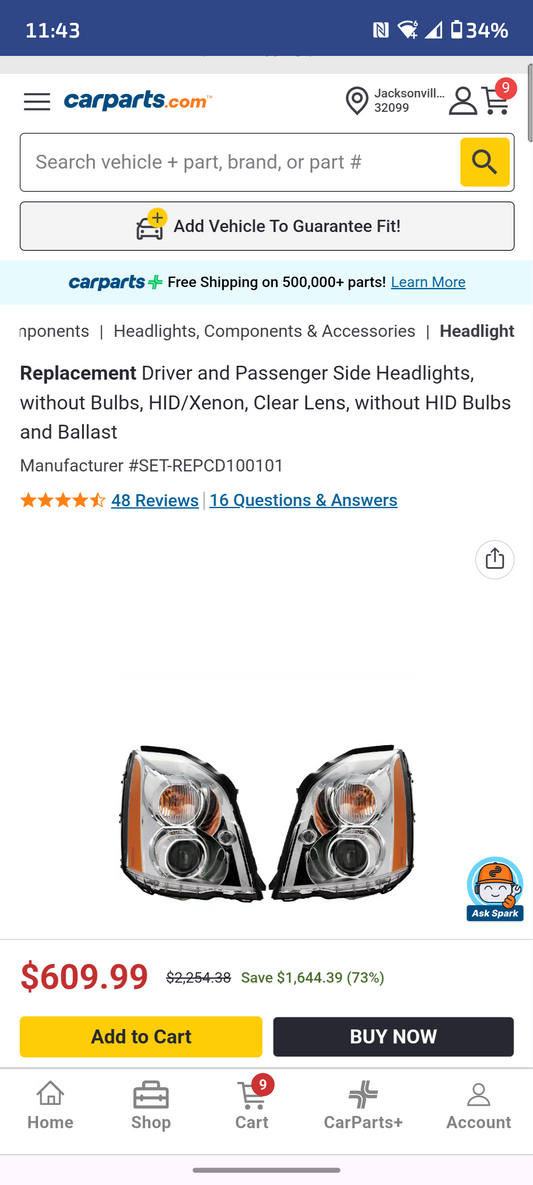 2006-2011 Cadillac DTS HID Xenon Headlight Assemblies Set (Driver & Passenger Pair) 🚗💡