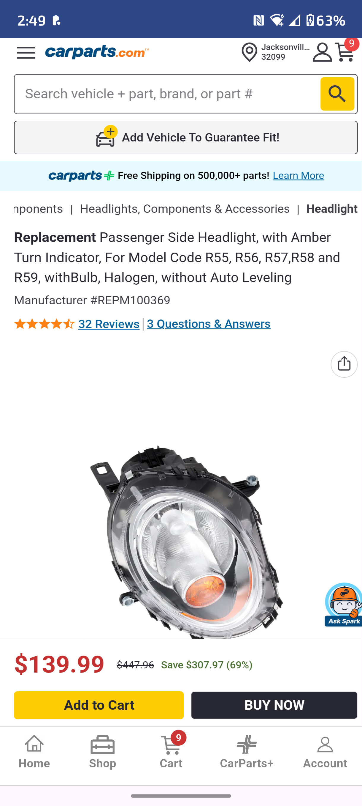 2007-2015 MINI Cooper Passenger Side Halogen Headlight 🚗💡