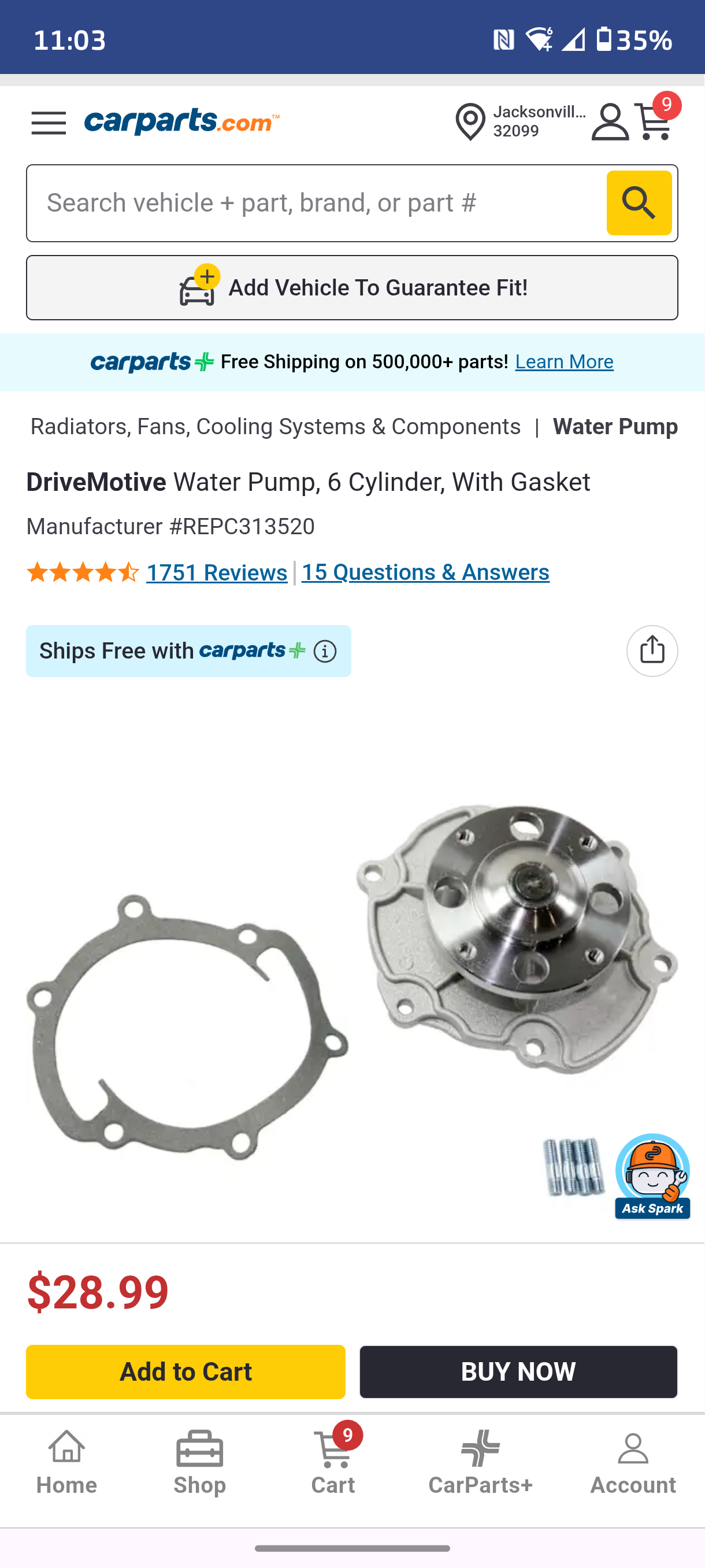 2004-2019 Cadillac Buick Saturn GMC Chevy Pontiac 2.8L 3.0L 3.6L V6 Water Pump w/ Gasket 🚘💧