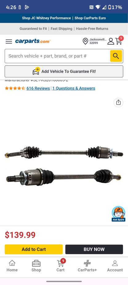 1995–2008 Subaru Rear Driver & Passenger Side Axle Assembly Pair 🛠️🚗