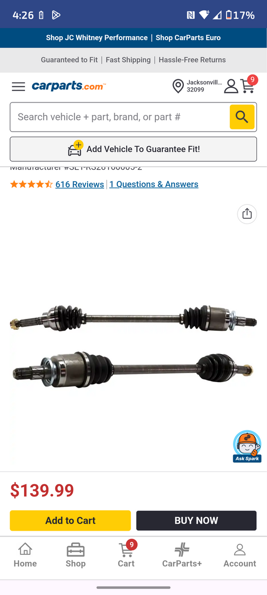 1995–2008 Subaru Rear Driver & Passenger Side Axle Assembly Pair 🛠️🚗
