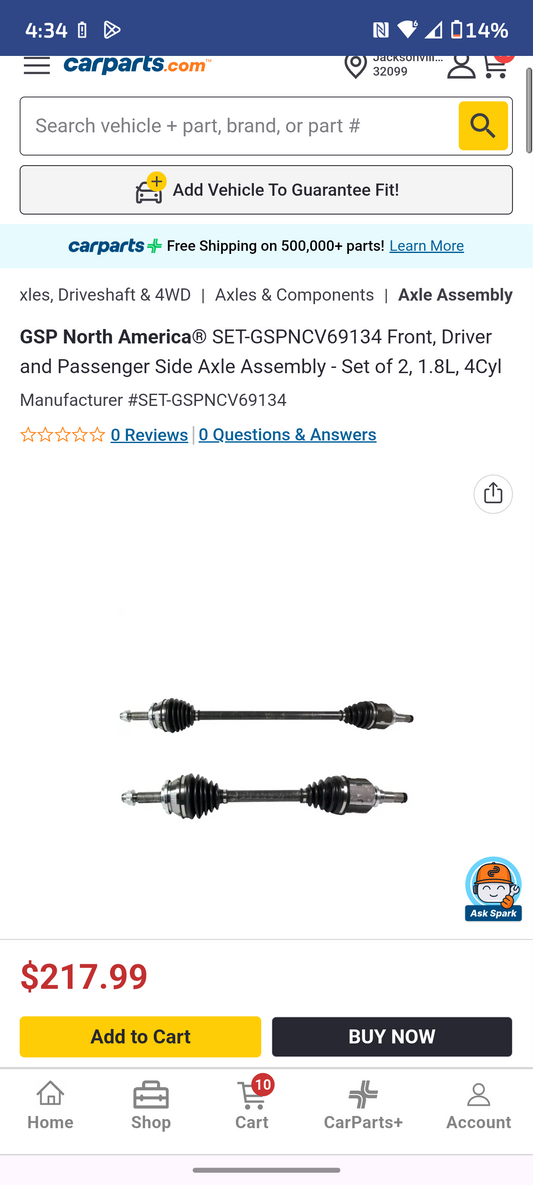 2019-2022 Toyota Corolla 1.8L Front Driver & Passenger Side CV Axles Set 🛻💡