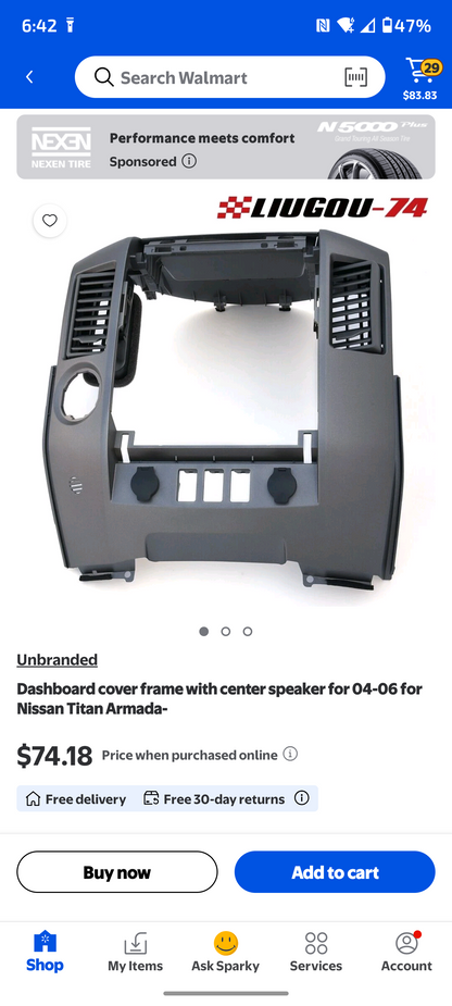 2004-2006 Nissan Titan / Armada Center Dash Radio AC Bezel (With Center Speaker) 🚗📻