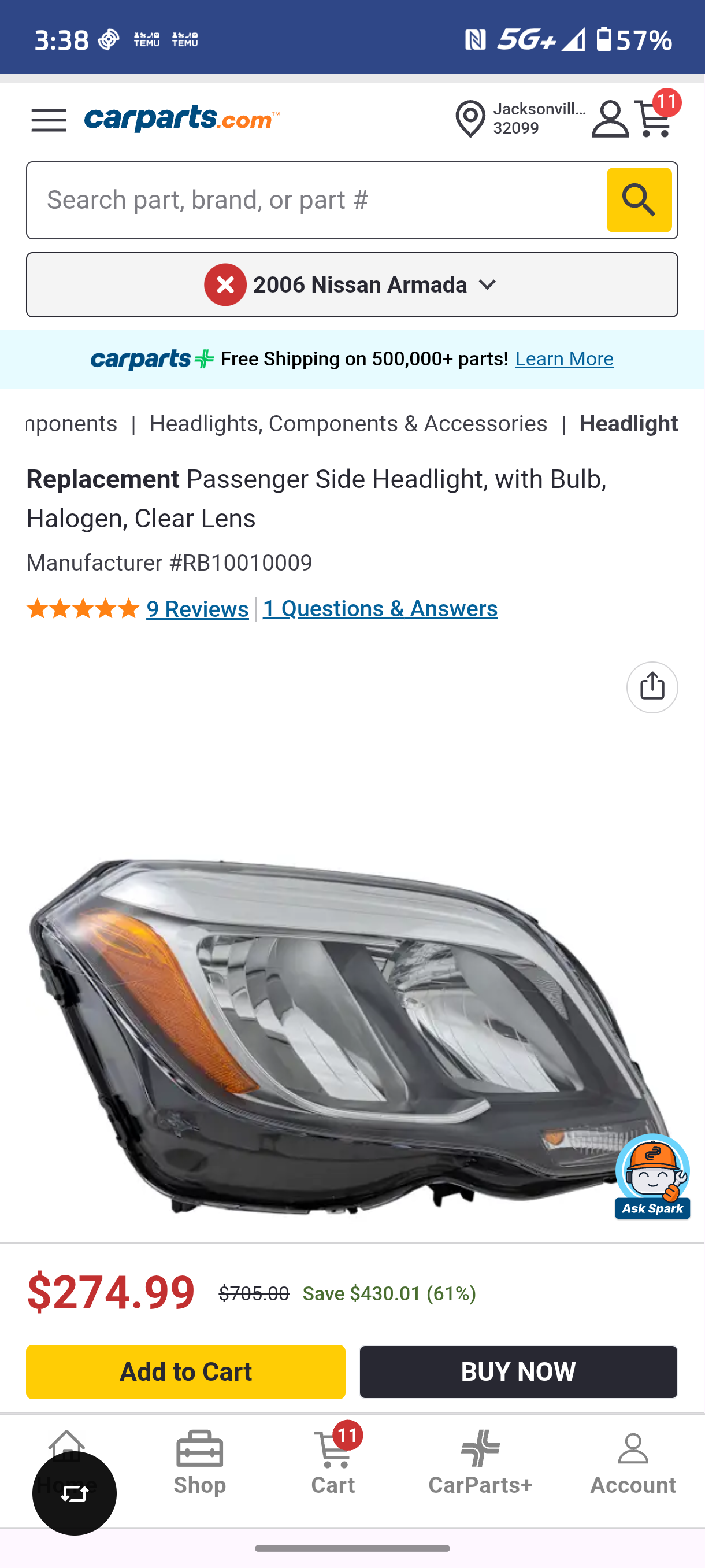 2013-2015 Mercedes-Benz GLK250 GLK350 Passenger Side Halogen Headlight 🚗💡