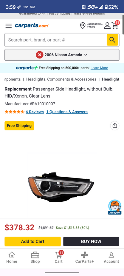 2015-2016 Audi A3 Passenger Side HID/Xenon Headlight 🚗💡 Open Box