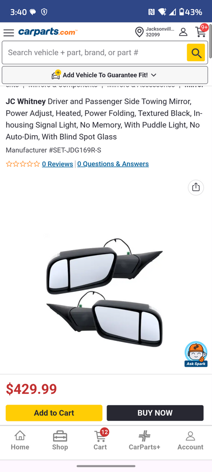 2019-2022 Ram 2500 / 3500 Power Folding Heated Towing Mirrors Set (Driver & Passenger Pair) 🛻💨