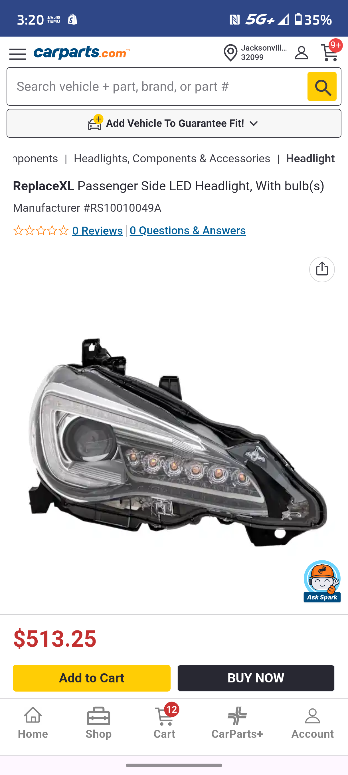 2017-2020 Subaru BRZ Passenger Side LED Headlight Assembly (Right) 🚗💡