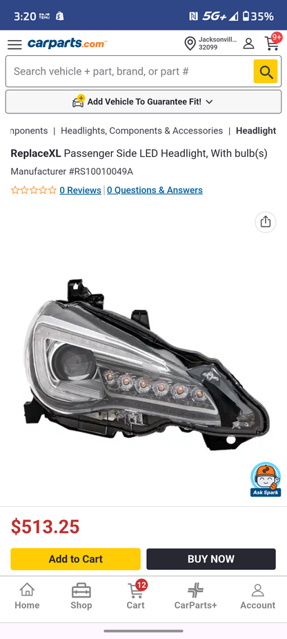 2017-2020 Subaru BRZ Passenger Side LED Headlight Assembly (Right) 🚗💡