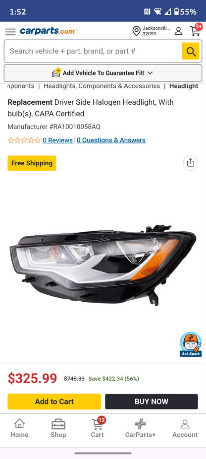 2017-2020 Audi A4 A4 Quattro Driver Side Full LED Headlight Assembly (CAPA Certified) 🚗💡