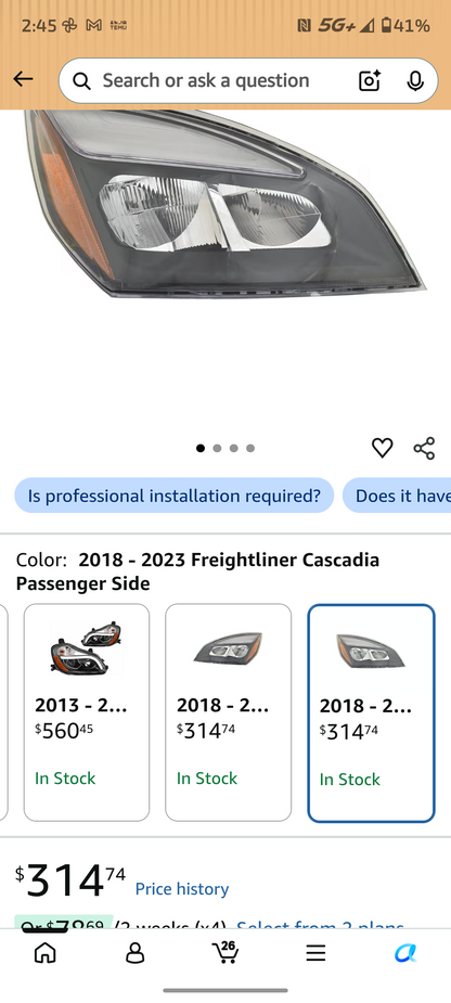 2018-2024 Freightliner Cascadia Passenger Side LED Headlight (RH) 🚛💡