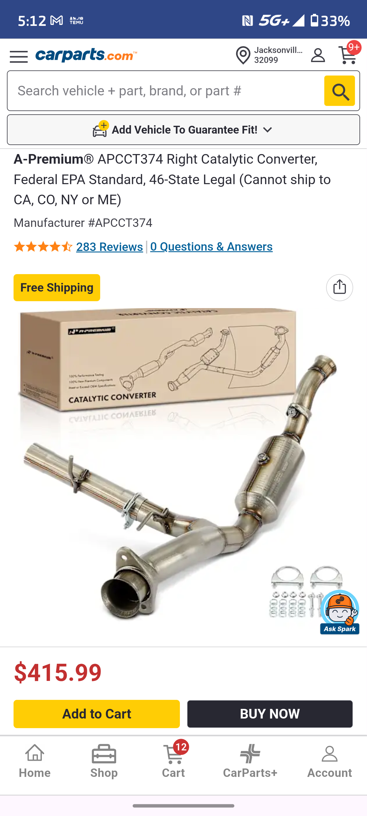 2015-2020 Ford F-150 3.5L EcoBoost Right Passenger Side Catalytic Converter (Federal EPA Compliant) 🛻💨