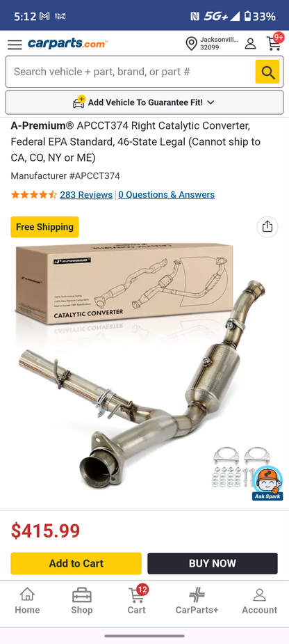 2015-2020 Ford F-150 3.5L EcoBoost Right Passenger Side Catalytic Converter (Federal EPA Compliant) 🛻💨