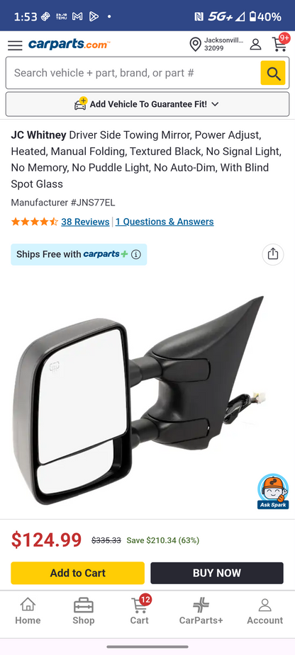 2006-2015 Nissan Titan Driver Side Power Heated Towing Mirror w/ Blind Spot Glass 🛻👀